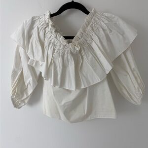 Alexis Cream Ruffled Off-the-Shoulder Blouse